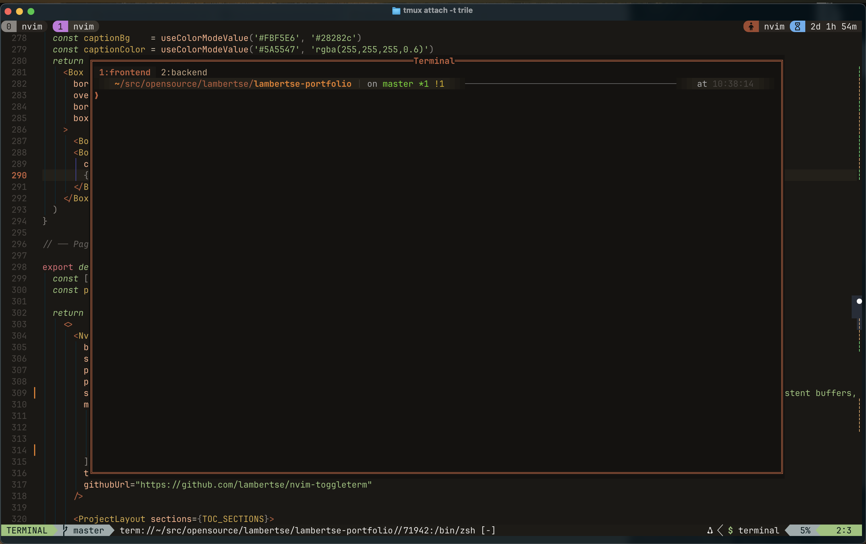 nvim-toggleterm floating terminal