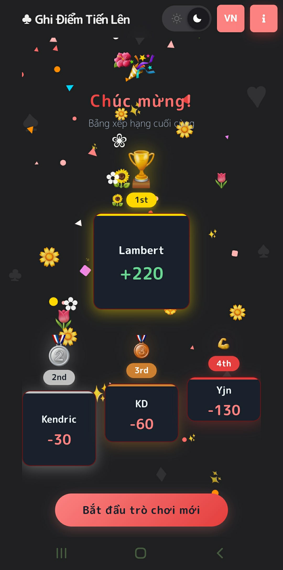Rating screen